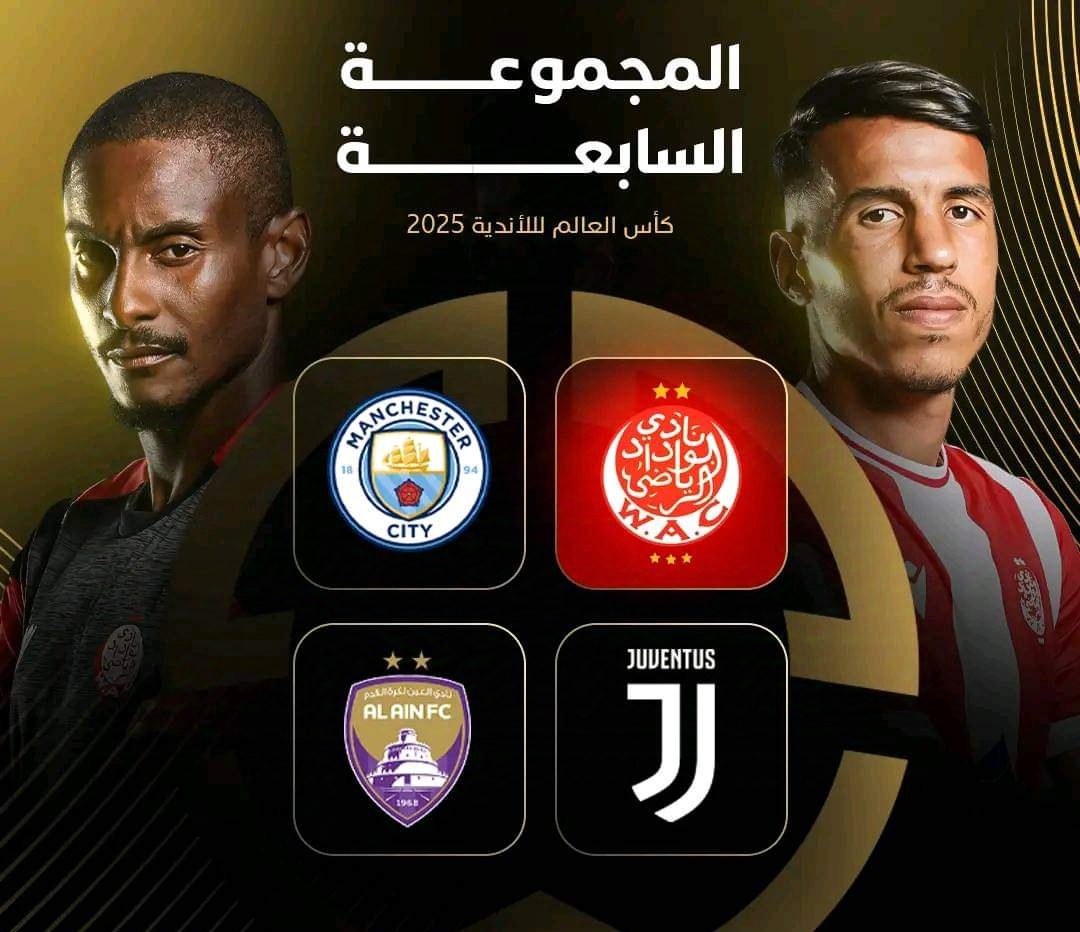 قرعة كأس العالم للأندية تضع ممثل الكرة المغربية الوداد الرياضي في المجموعة السابعة إلى جانب مانشستر سيتي ويوفنتوس والعين الاماراتي