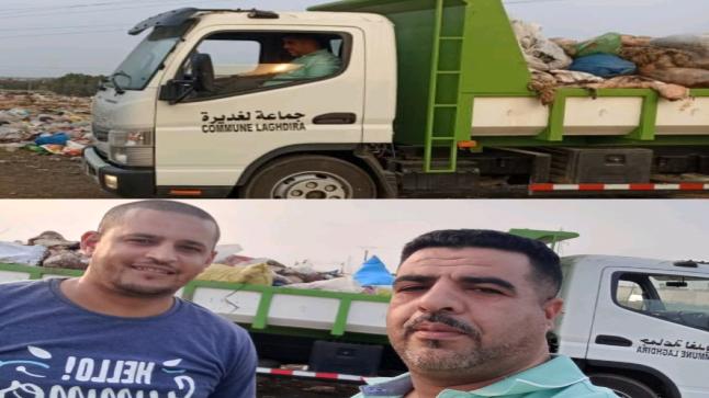 رئيس جماعة لغديرة يقود شاحنة نقل الأزبال ليسهر على نظافة منطقته في عيد الأضحى